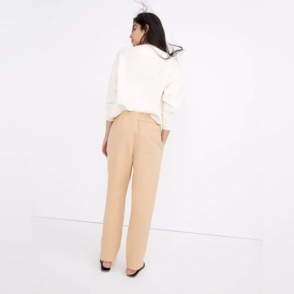 Madewell Cotton Pull-On Crop Gauze Lounge Pants Tan XS - Picture 3 of 10